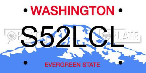 S52LCL Washington License Plate