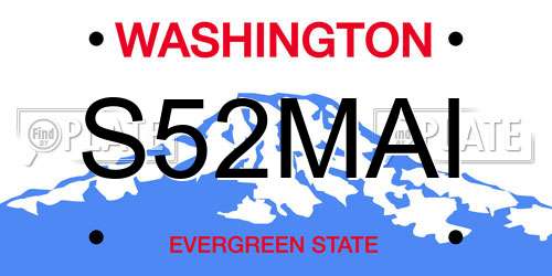 S52MAI Washington License Plate