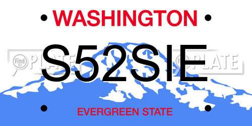 S52SIE Washington License Plate