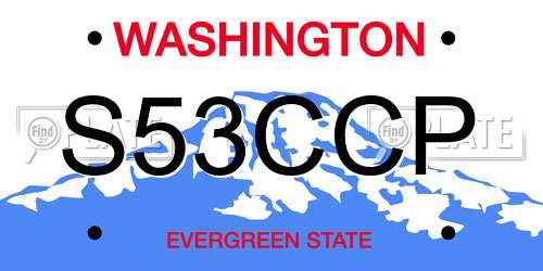 S53CCP Washington License Plate