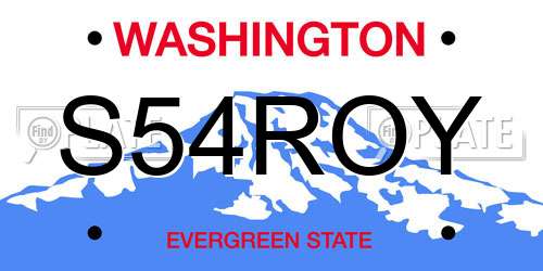S54ROY Washington License Plate