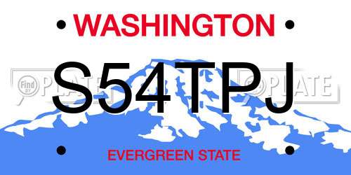 S54TPJ Washington License Plate