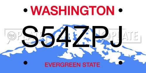 S54ZPJ Washington License Plate