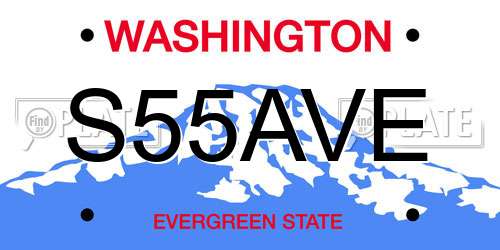 S55AVE Washington License Plate