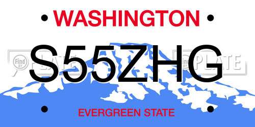 S55ZHG Washington License Plate
