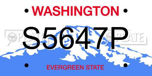 S5647P Washington License Plate