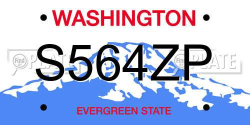 S564ZP Washington License Plate