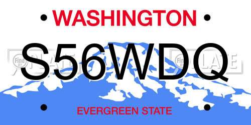 S56WDQ Washington License Plate