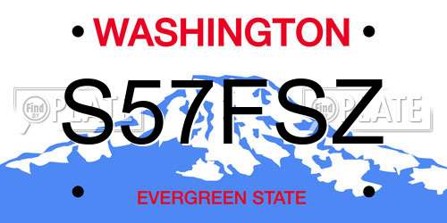 S57FSZ Washington License Plate