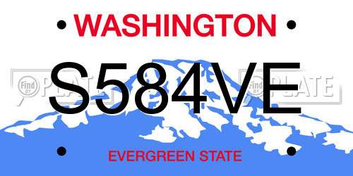 S584VE Washington License Plate