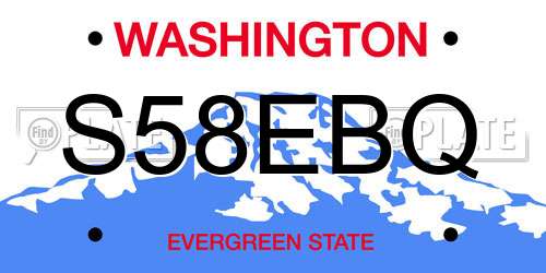 S58EBQ Washington License Plate