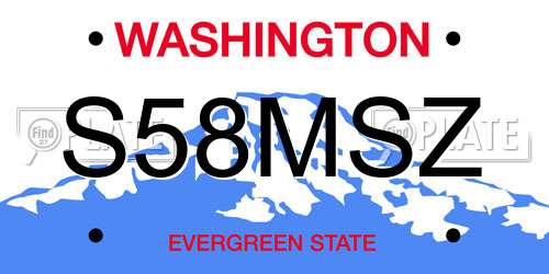 S58MSZ Washington License Plate