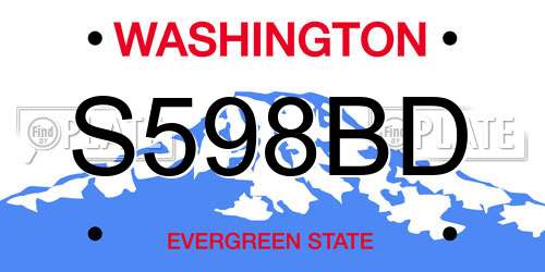 S598BD Washington License Plate