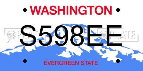 S598EE Washington License Plate