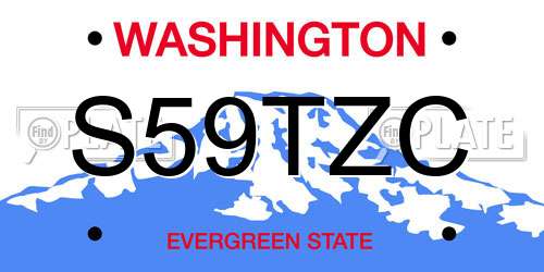 S59TZC Washington License Plate