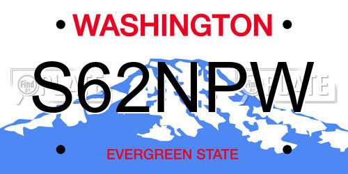 S62NPW Washington License Plate