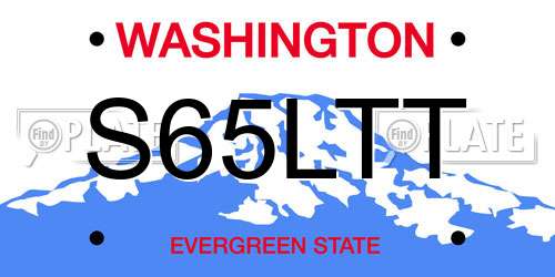 S65LTT Washington License Plate
