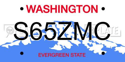 S65ZMC Washington License Plate