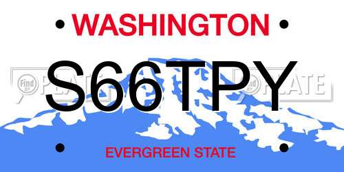 S66TPY Washington License Plate