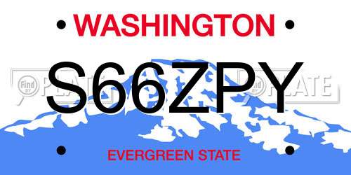 S66ZPY Washington License Plate