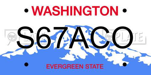 S67ACO Washington License Plate