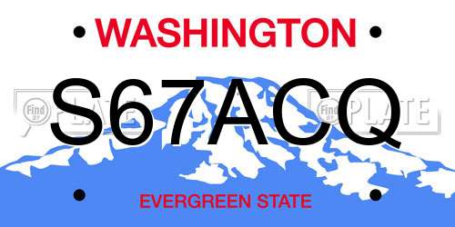 S67ACQ Washington License Plate