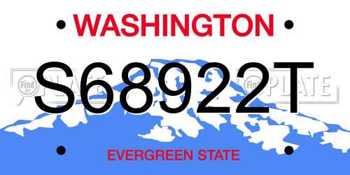 S68922T Washington License Plate