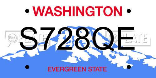 S728QE Washington License Plate