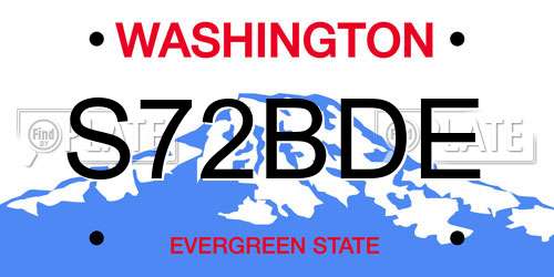 S72BDE Washington License Plate