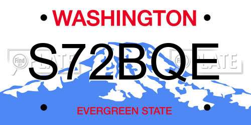 S72BQE Washington License Plate