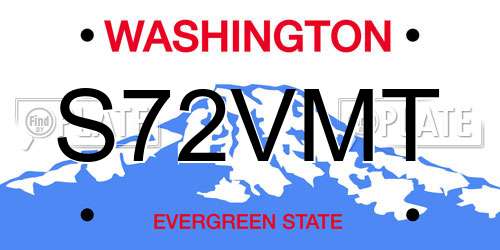 S72VMT Washington License Plate
