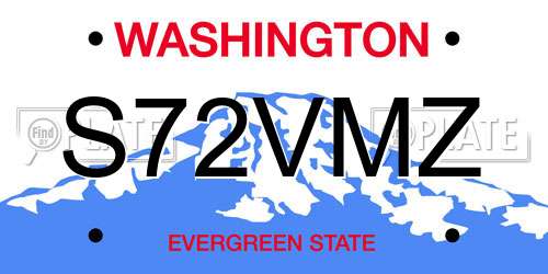 S72VMZ Washington License Plate
