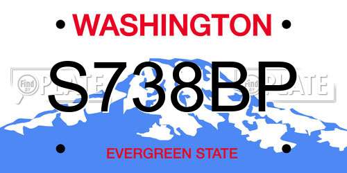 S738BP Washington License Plate