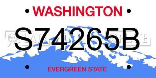 S74265B Washington License Plate