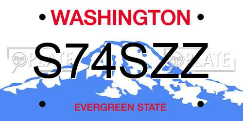 S74SZZ Washington License Plate