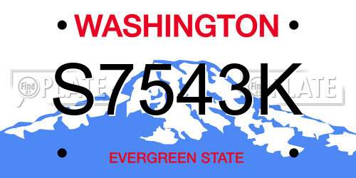 S7543K Washington License Plate