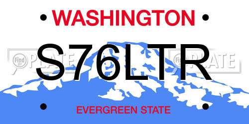 S76LTR Washington License Plate