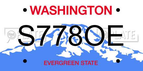 S778OE Washington License Plate