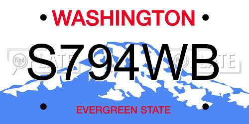 S794WB Washington License Plate