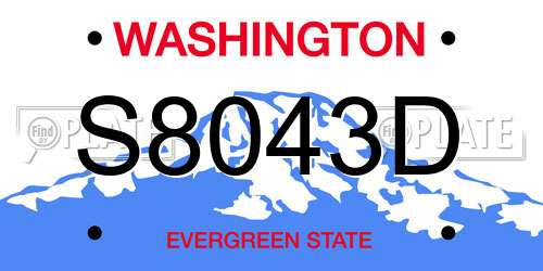 S8043D Washington License Plate