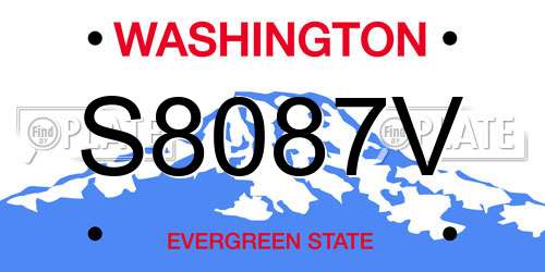 S8087V Washington License Plate