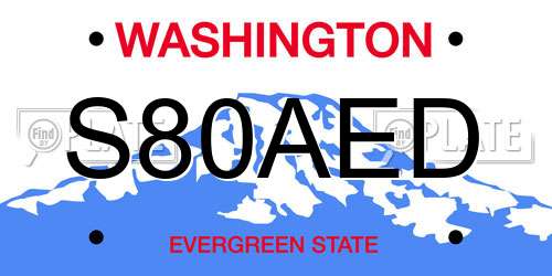 S80AED Washington License Plate
