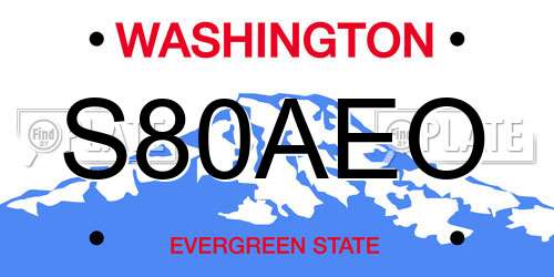 S80AEO Washington License Plate