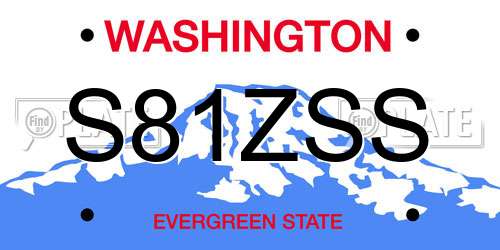 S81ZSS Washington License Plate