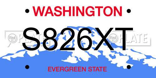 S826XT Washington License Plate
