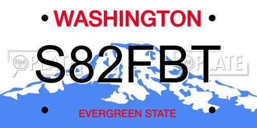 S82FBT Washington License Plate