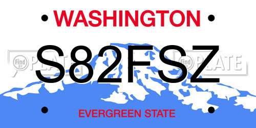 S82FSZ Washington License Plate