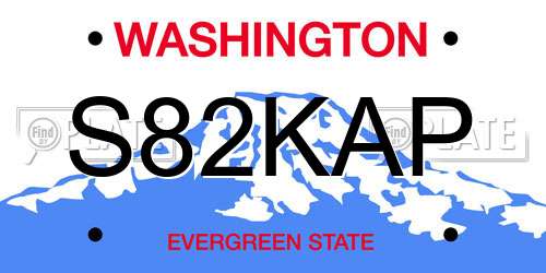 S82KAP Washington License Plate