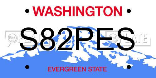 S82PES Washington License Plate