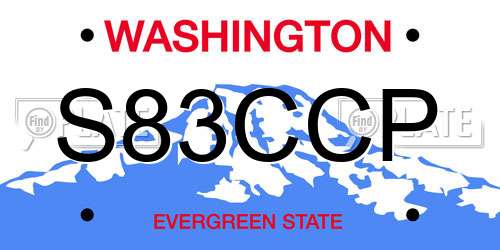 S83CCP Washington License Plate